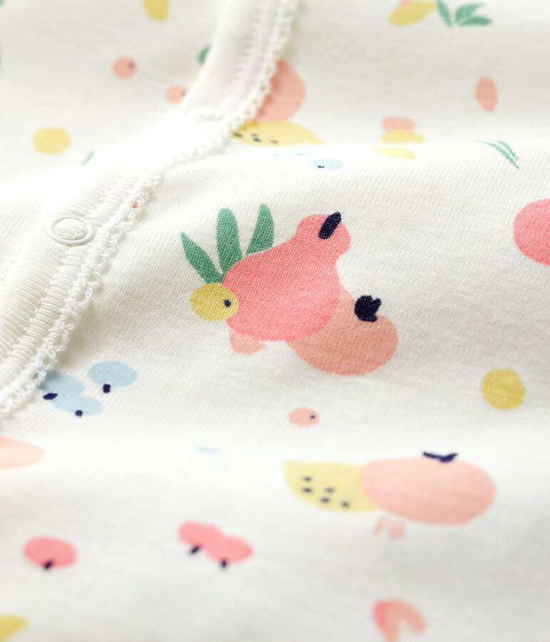 Dors-bien &agrave; pieds amovibles b&eacute;b&eacute; fille en coton blanc/multicouleur