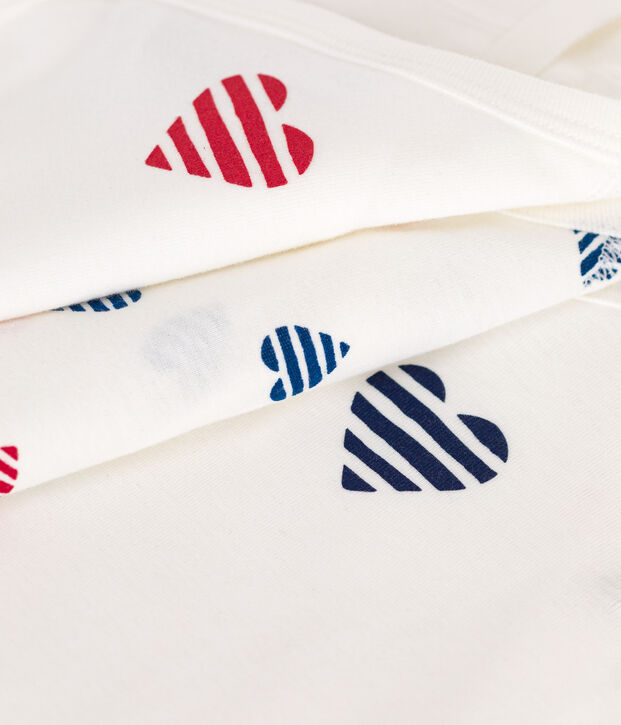 Setje met 3 katoenen rompertjes met lange mouw en gestreepte hartjes voor baby's multicouleur