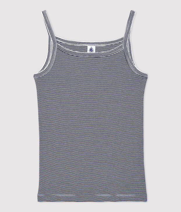 Chemise &agrave; bretelles L'ICONIQUE en coton BIO Femme bleu/blanc