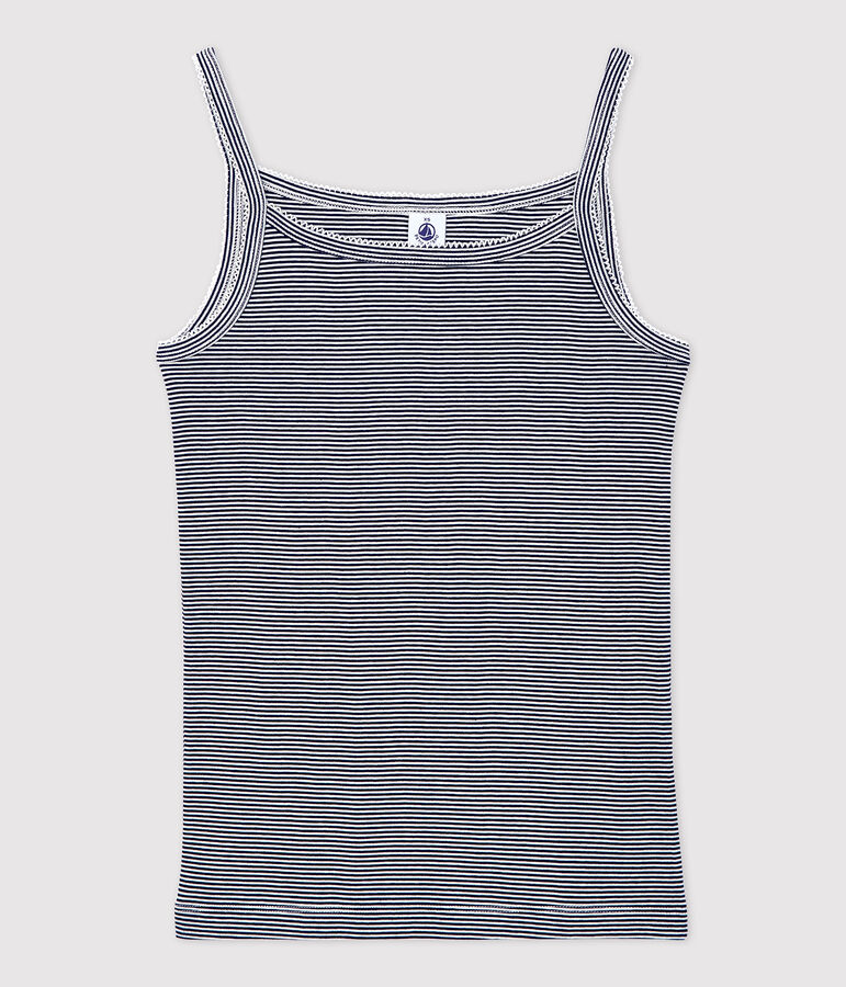 Chemise &agrave; bretelles L'ICONIQUE en coton BIO Femme bleu SMOKING/blanc MARSHMALLOW