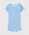 Pyjacourt imprimé bananes petit garçon-petite fille en coton bleu EDNA/blanc MARSHMALLOW