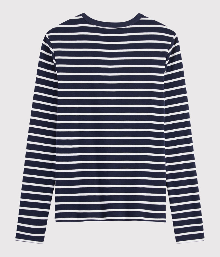 Iconisch Dames T-shirt met ronde hals blauw/wit