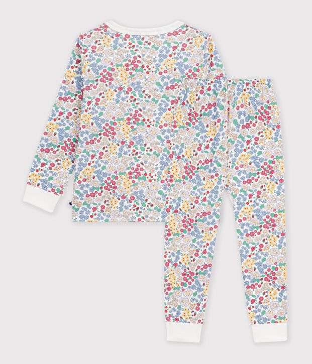 Pyjama enfant en coton &agrave; fleurs blanc/multicouleur