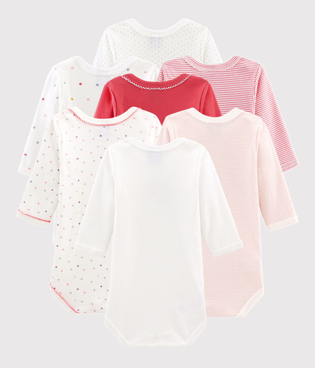 Lot surprise de 7 bodies manches longues b&eacute;b&eacute; fille multicouleur