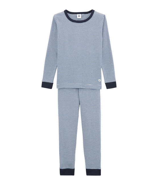 Aansluitende jongenspyjama blauw LIMOGES/wit MARSHMALLOW