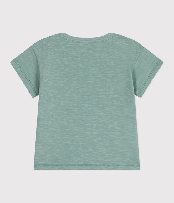 Effen katoenen T-shirt met korte mouwen voor baby's groen PAUL