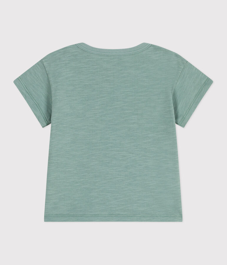 T-shirt b&eacute;b&eacute; en coton &agrave; manches courtes uni vert