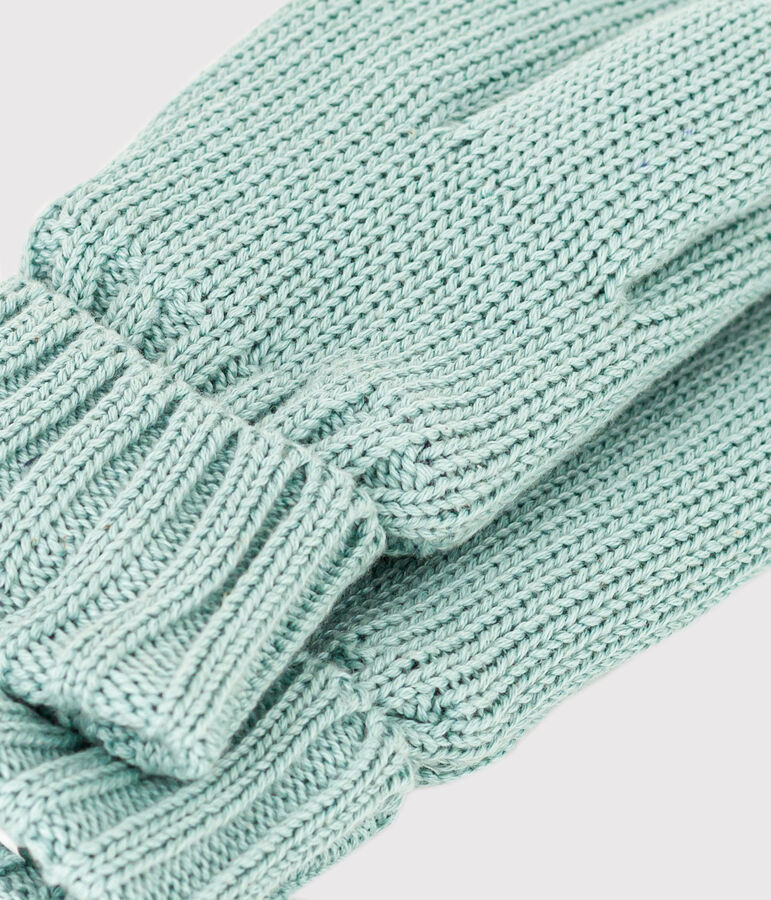 Moufles en tricot doubl&eacute; en polaire enfant gar&ccedil;on-fille vert PAUL