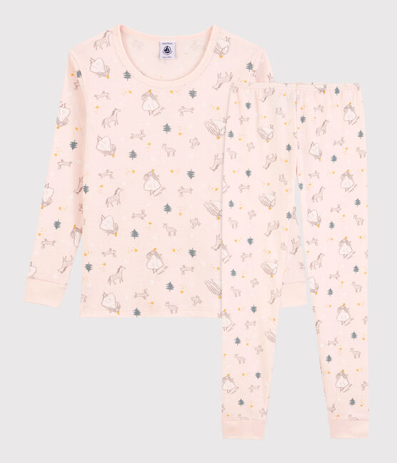 Pyjama snugfit imprimé princesses petite fille en coton rose FLEUR/blanc MULTICO
