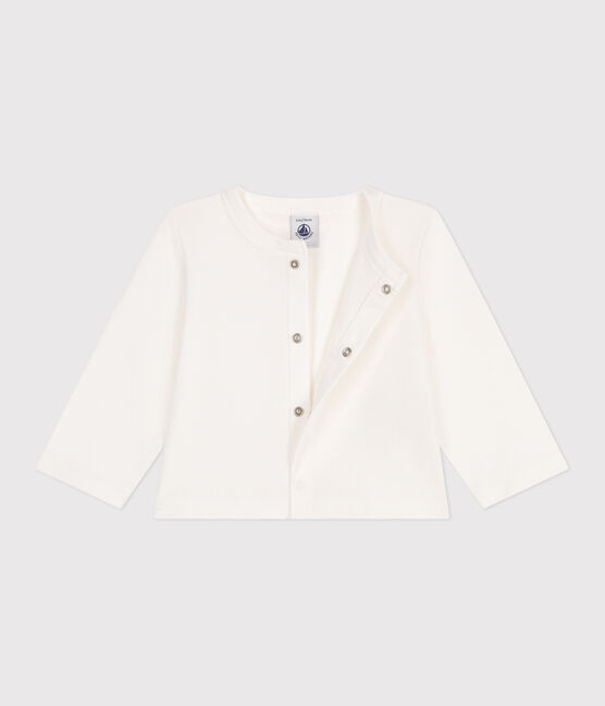 Effen katoenen babyvestje wit MARSHMALLOW