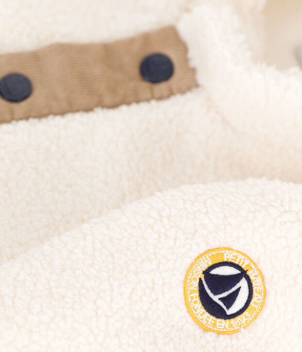 Manteau b&eacute;b&eacute; en sherpa &eacute;cru/multicouleur