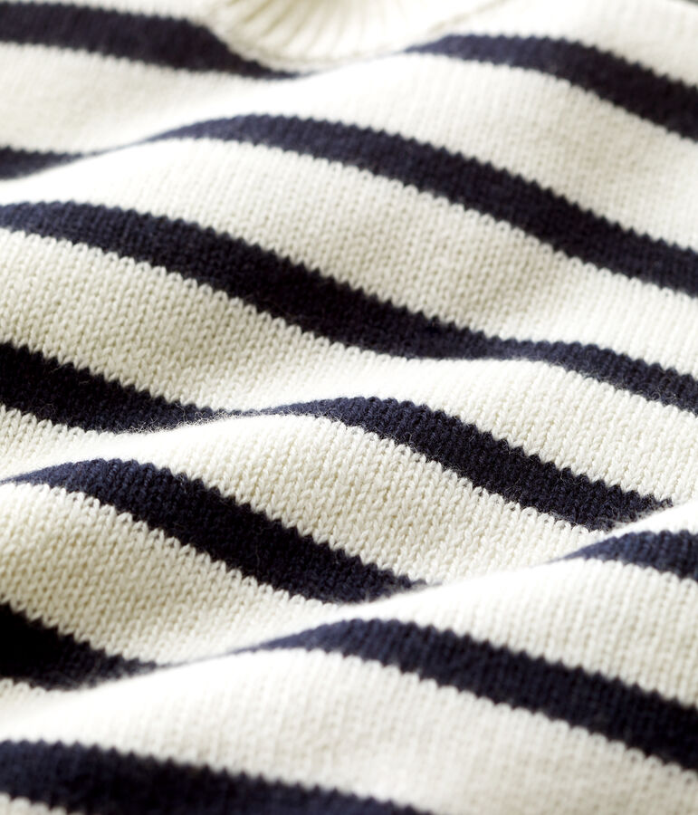 Trui van wol en katoen baby. wit/blauw