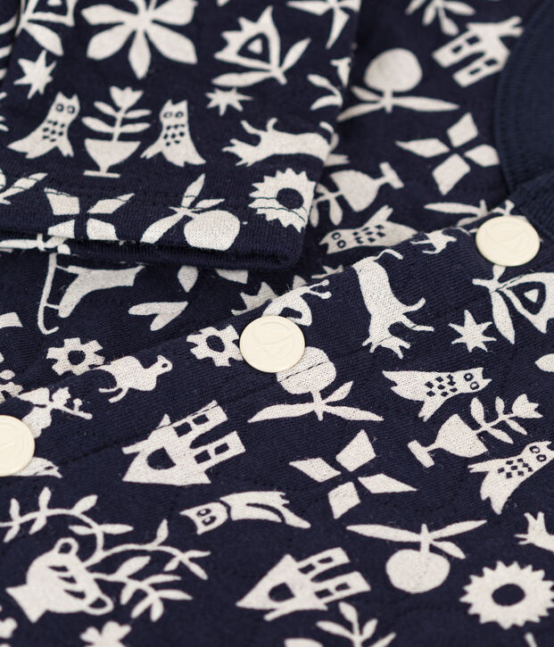 Cardigan en tubique matelass&eacute; imprim&eacute; b&eacute;b&eacute; bleu/&eacute;cru