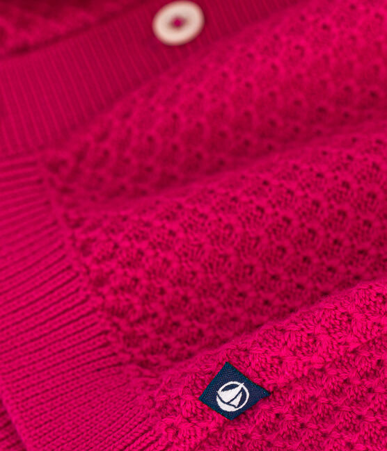 Cardigan en tricot de coton bébé rose DELHI