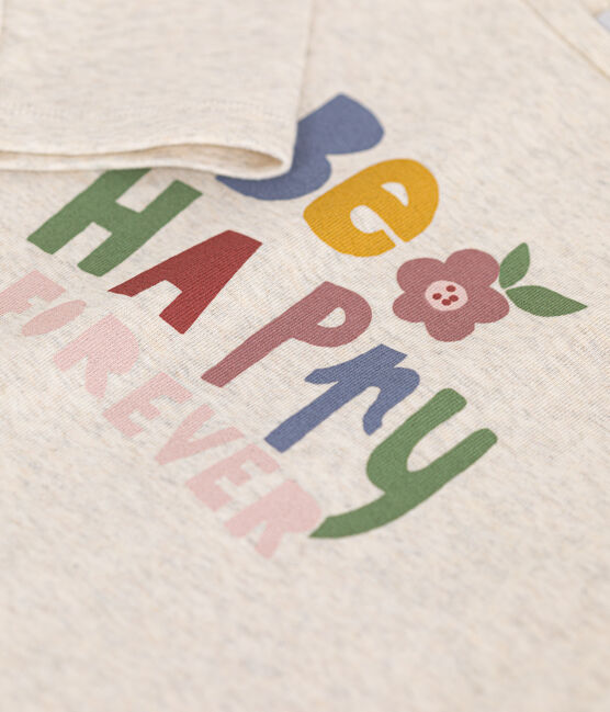 T-shirt met lange mouwen van ribstof voor meisjes beige MONTELIMAR CHINE