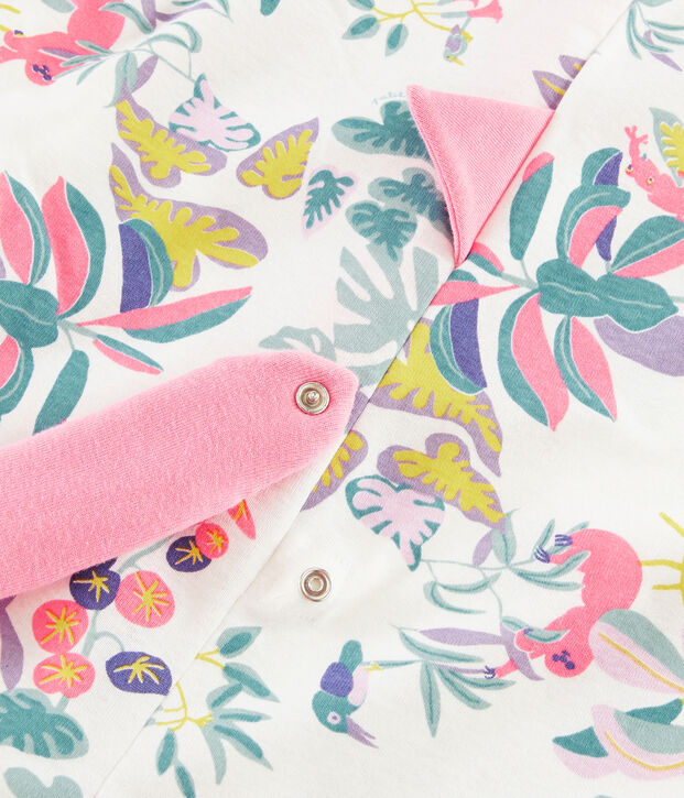 Lang pakje van ribtricot voor meisjes met dinosaurus wit/multicouleur