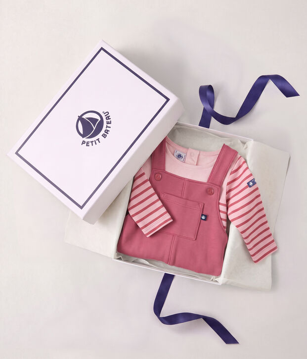 Setje met katoenen tuinbroek en T-shirt voor baby's multicouleur