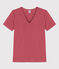 L'ICONIQUE, dames-T-shirt met V-hals in katoen roze PAPI
