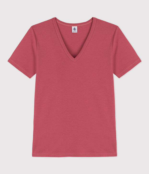 L'ICONIQUE, dames-T-shirt met V-hals in katoen roze