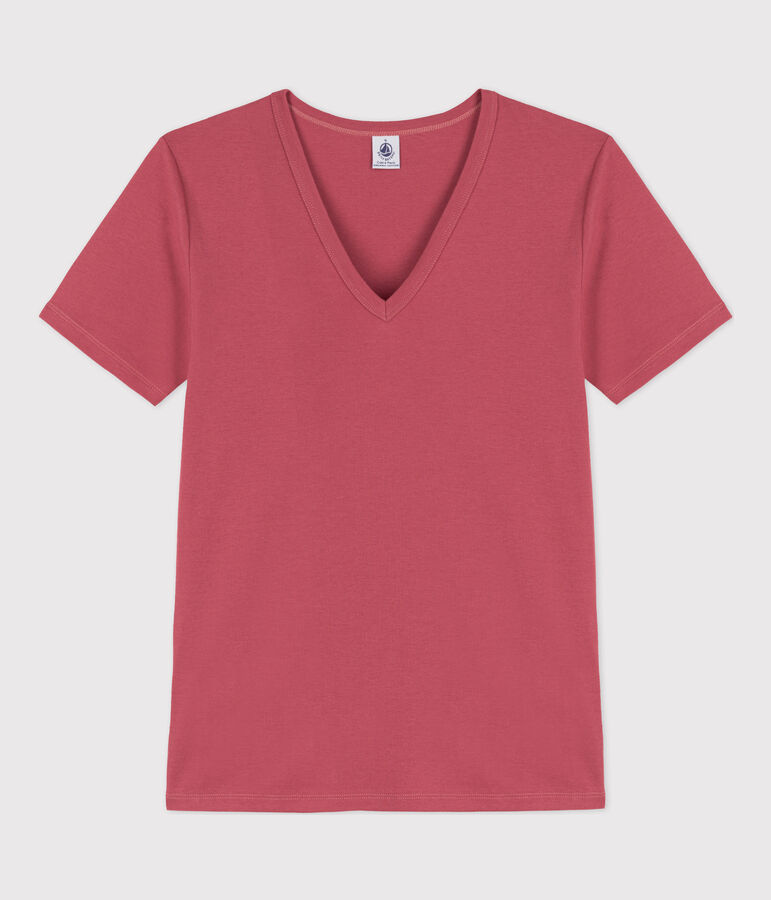 Tee-shirt L'ICONIQUE col V en coton Femme rose