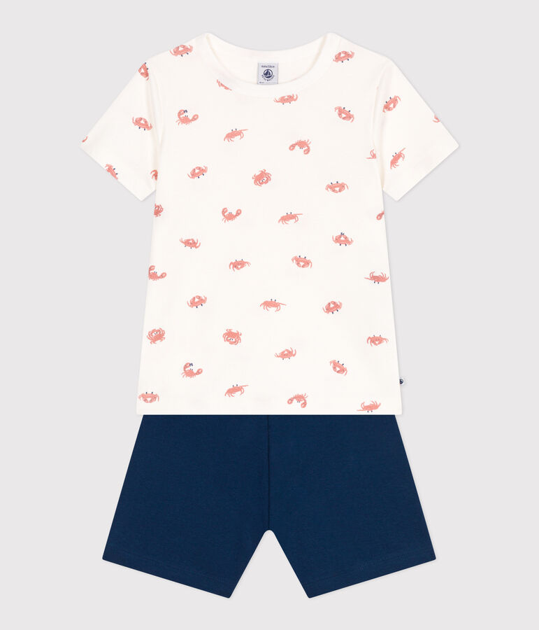 Pyjama short enfant en coton imprim&eacute; crabes bleu/multicouleur