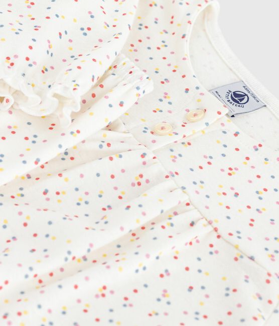 Katoenen kinderpyjama met stippenprint wit MARSHMALLOW/wit MULTICO