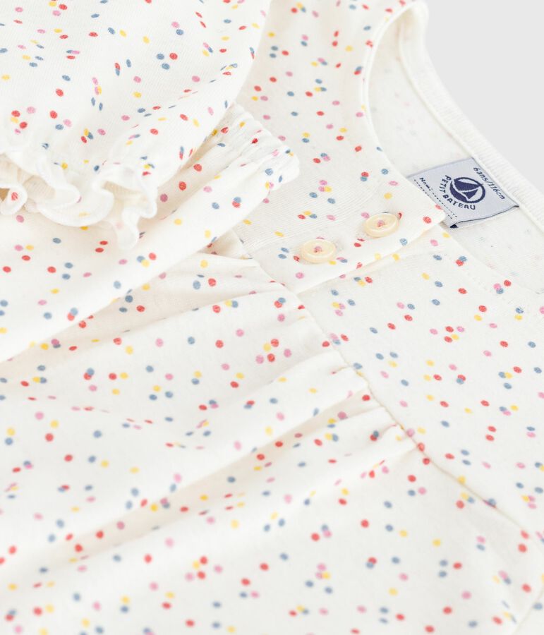 Pyjama enfant en coton imprim&eacute; pois blanc/multicouleur