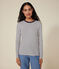 Tee-shirt l'Iconique manches longues en coton rayé femme blanc MARSHMALLOW/bleu SMOKING