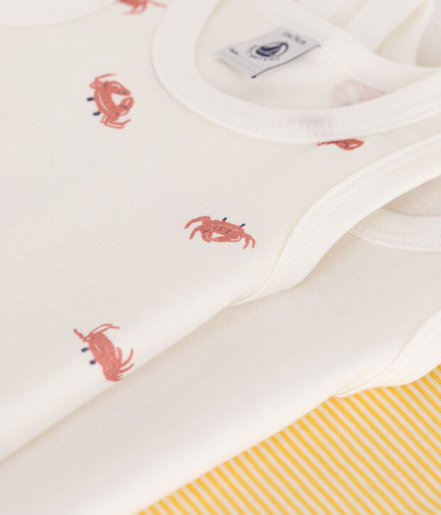 Lot de 3 bodies sans manches en coton crabe b&eacute;b&eacute; multicouleur