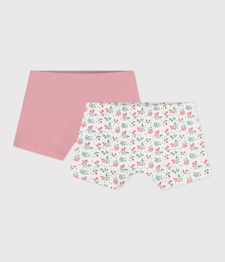 Lot de 2 shorties enfant en coton long fleuris multicouleur