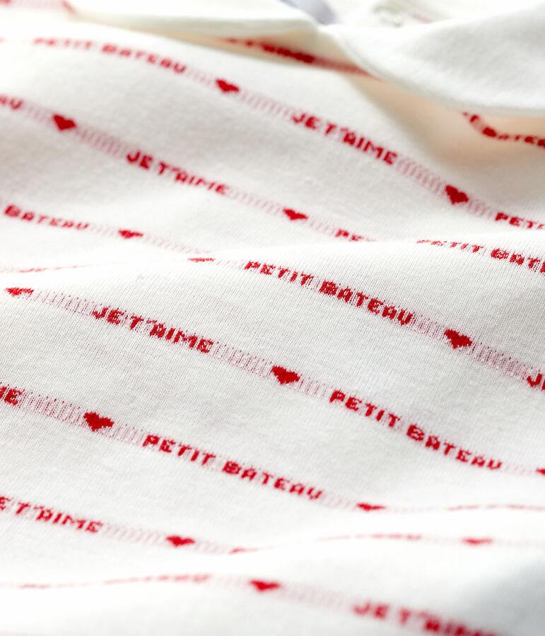 Petit Bateau Je T'aime jacquard babypyjama voor meisjes wit/rood