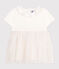 Babyjurkje van katoen en tule met korte mouwen en kraagje wit MARSHMALLOW/roze COPPER
