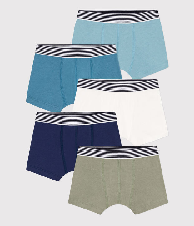 Lot de 5 boxers unis en coton petit gar&ccedil;on multicouleur
