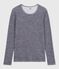 Gestreept T-shirt met lange mouw van wol en katoen voor dames blauw SOIR/ MARSHMALLOW