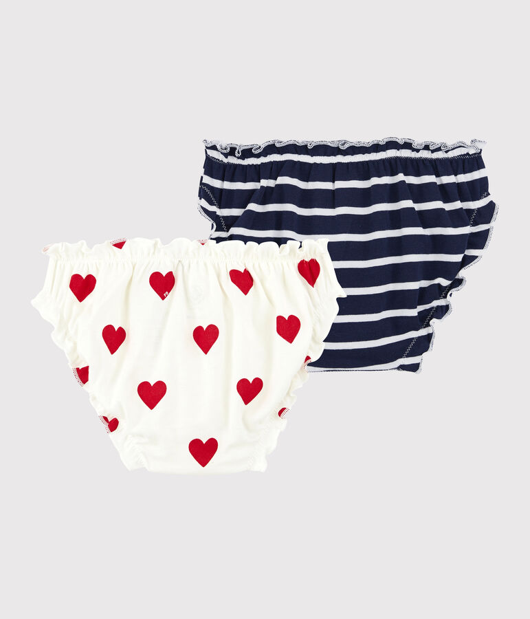 Set van 2 damesslips met ruches in zacht katoen multicouleur