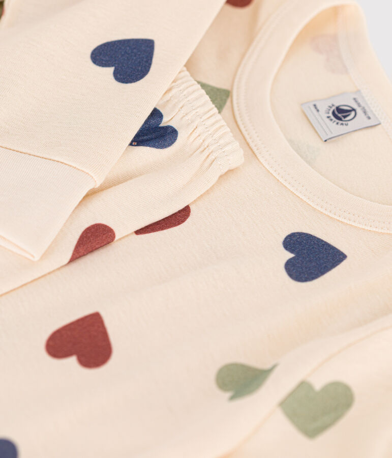 Pyjama imprim&eacute; en coton motif c&oelig;ur enfant blanc AVALANCHE/ MULTICO