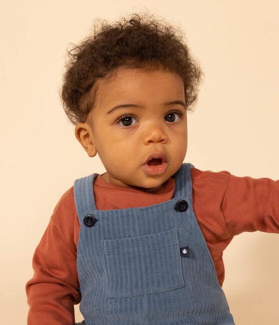 Salopette longue en velours bébé bleu POLOCHON