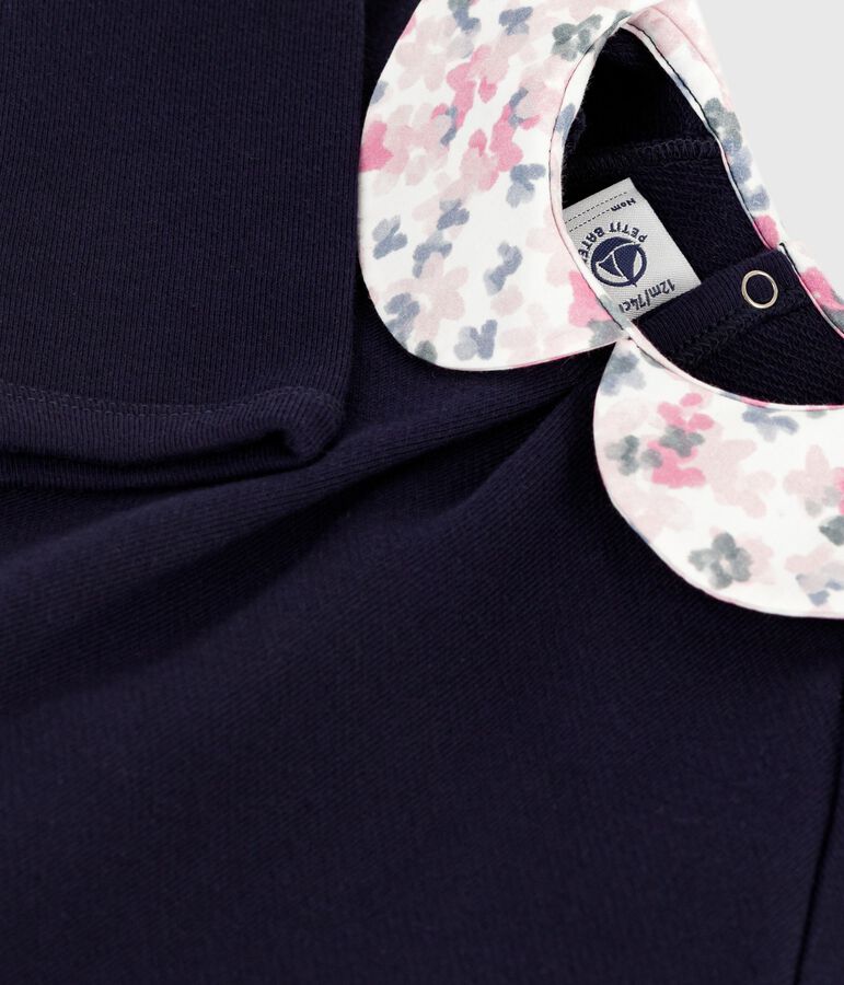 Effen katoenen sweatshirt met bedrukt kraagje voor baby's blauw