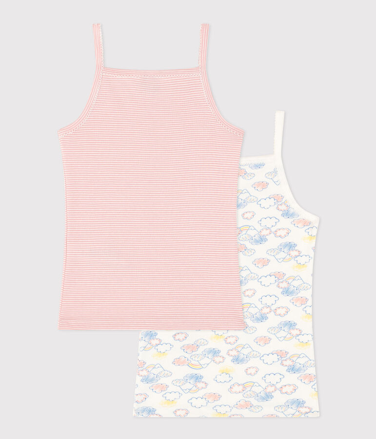 Set van 2 katoenen hemdjes met bandjes en regenboogmotiefje voor kinderen multicouleur