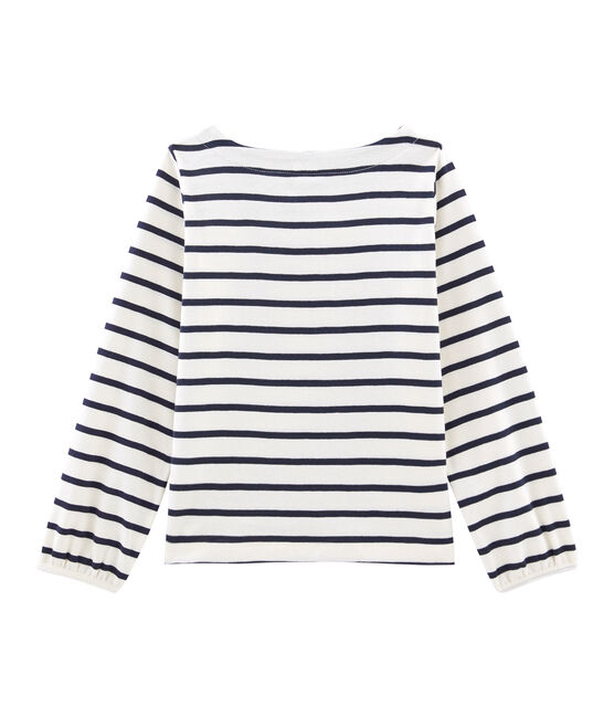 T-shirt meisjes beige COQUILLE/blauw SMOKING