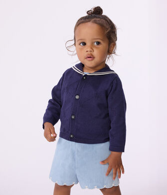 Babyvestje van ajourkatoen met matrozenkraagje