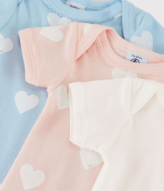 Lot de 3 bodies manches courtes pastel bébé fille en coton biologique variante 1