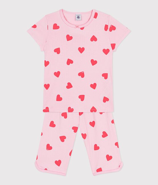 Pyjama capri enfant en coton imprimé cœurs MARQUISE/ PEACHY