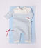 Gestreept babypakje in breiwerk van wol en katoen blauw/blauw