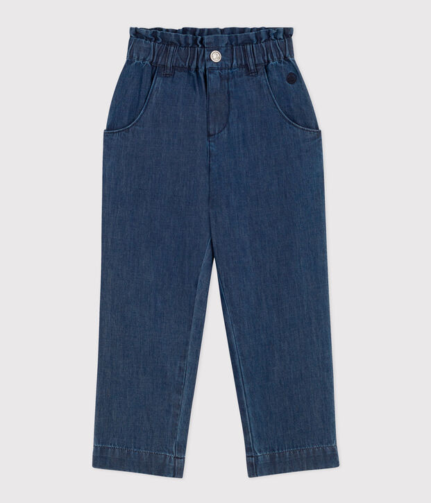 Pantalon droit en denim l&eacute;ger enfant fille bleu