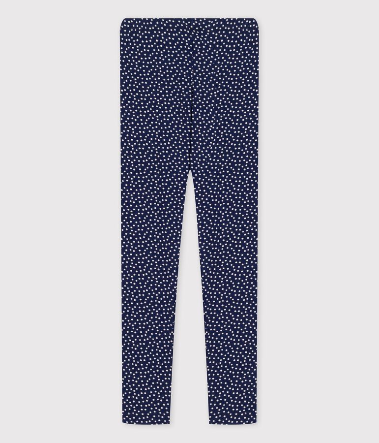 Legging en jersey &eacute;lasthanne enfant fille bleu/blanc