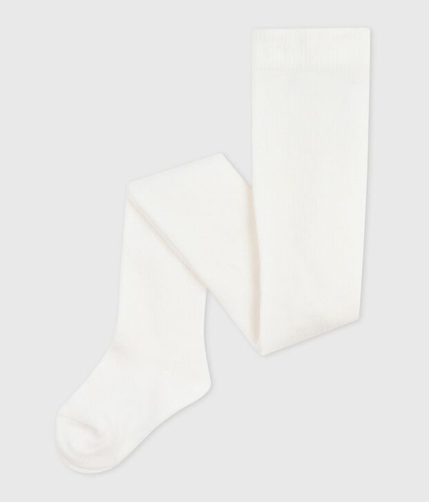 Collants b&eacute;b&eacute; en coton unis blanc