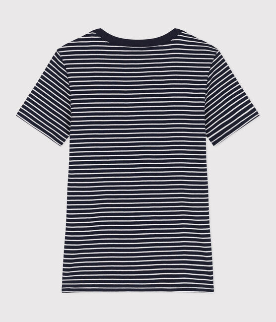 L'Iconique, gestreept katoenen T-shirt voor dames blauw SMOKING/wit MARSHMALLOW
