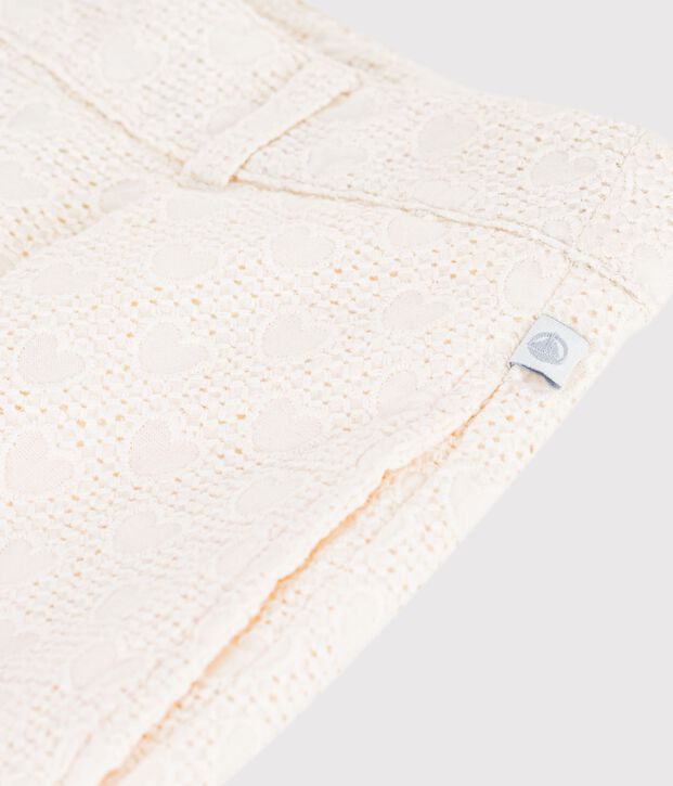 Katoenen short met hartjesmotief voor kinderen wit