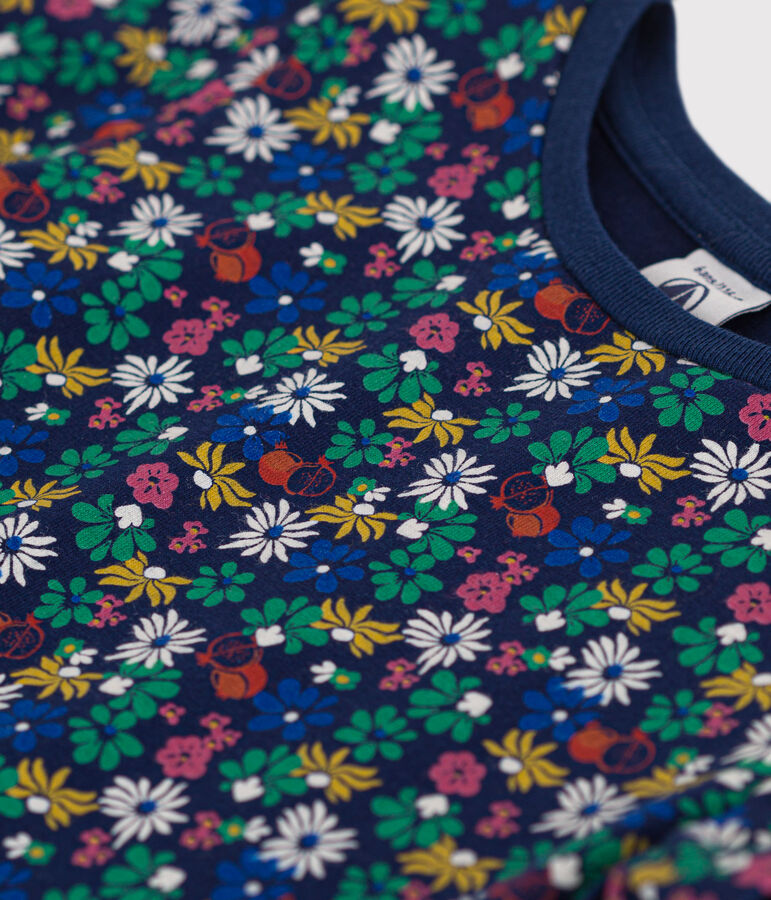 Tee-shirt imprim&eacute; en jersey l&eacute;ger enfant fille bleu/multicouleur